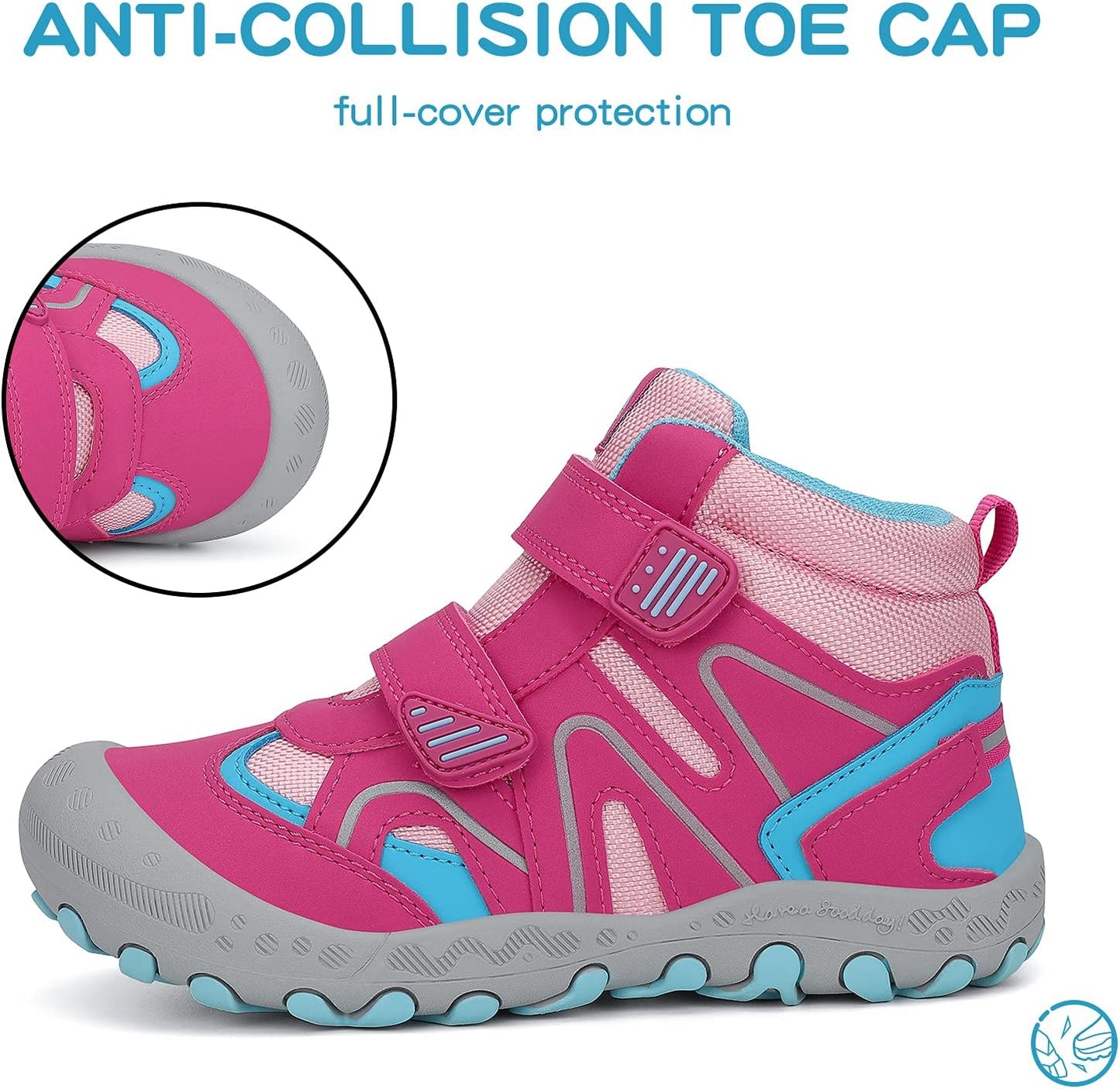 Mishansha Kids Water Resistant Hiking Boots, Boys Girls Anti Collision Anti-Skid Athletic Outdoor Adventure Trekking Shoes