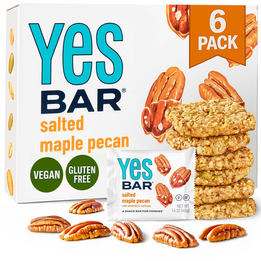 YES Bar – Salted Maple Pecan – Plant Based Protein, Decadent Snack Bar – Vegan, Paleo, Gluten Free, Dairy Free, Low Sugar, Healthy Snack, Breakfast, Low Carb, Keto Friendly (6 Count)
