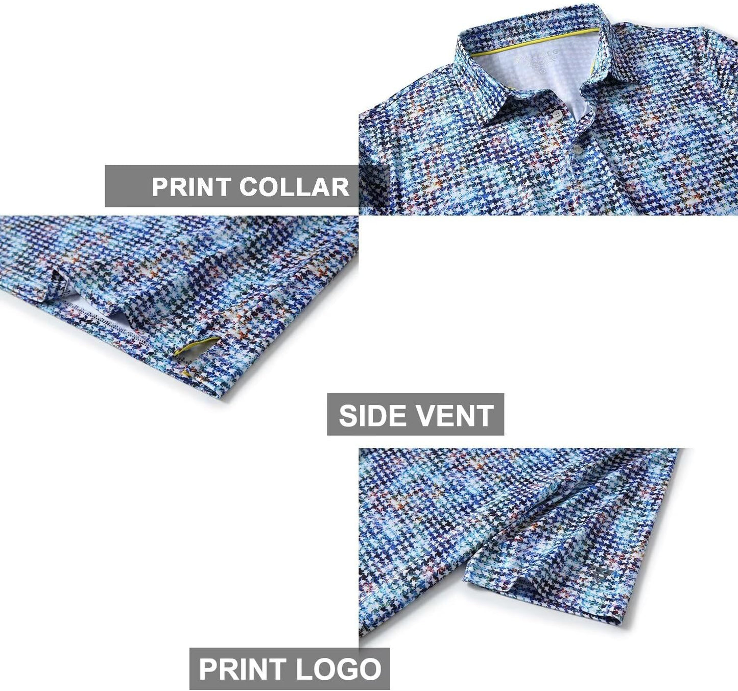 Men's Golf Polo Shirts Short Sleeve Striped Performance Moisture Wicking Dry Fit Golf Shirts for Men