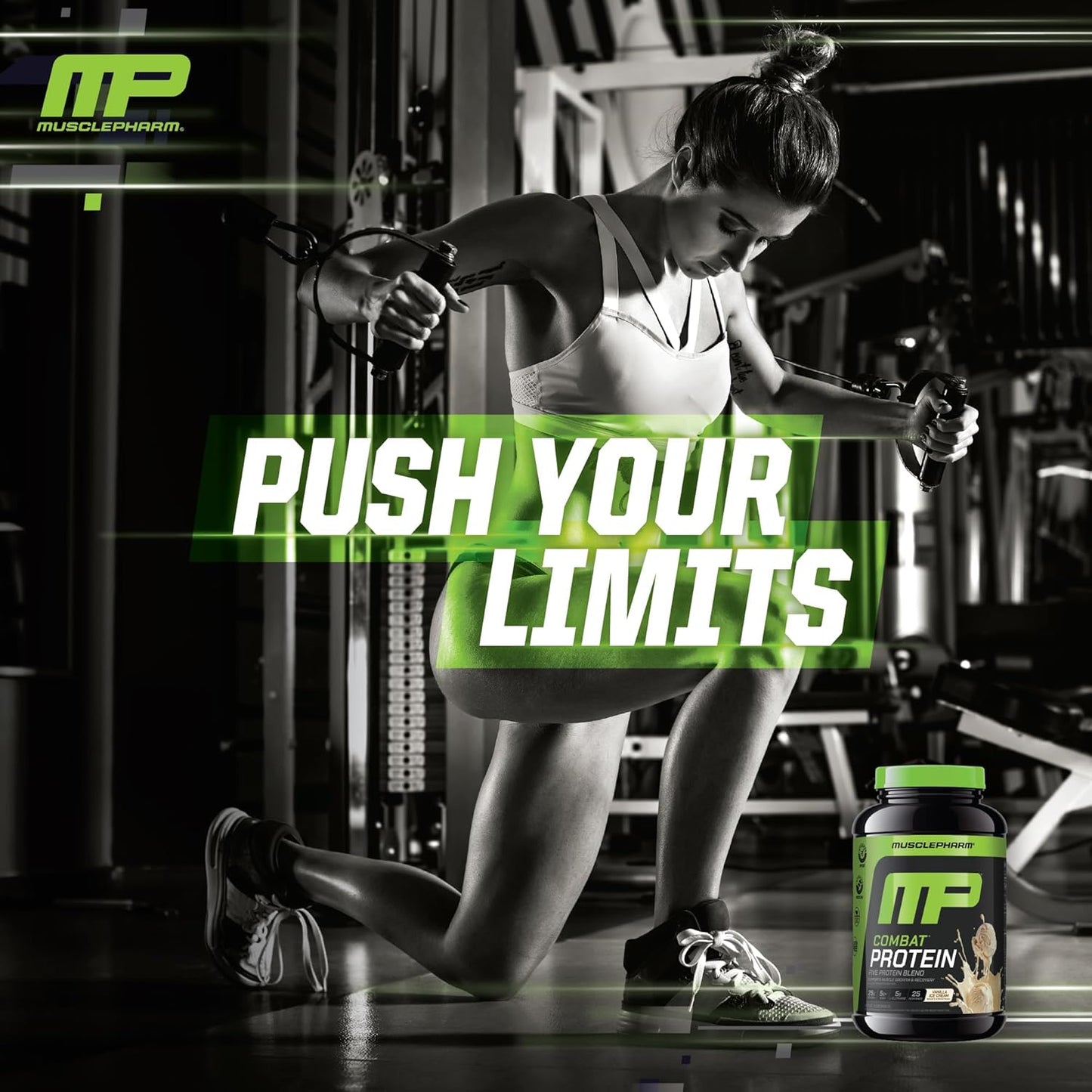MusclePharm Combat Protein Powder, Vanilla Flavor, Fuels Muscles for Productive Workouts, 5 Protein Sources Including Whey Protein Isolate & Egg Albumin, Gluten Free, 2 lb, 25 Servings