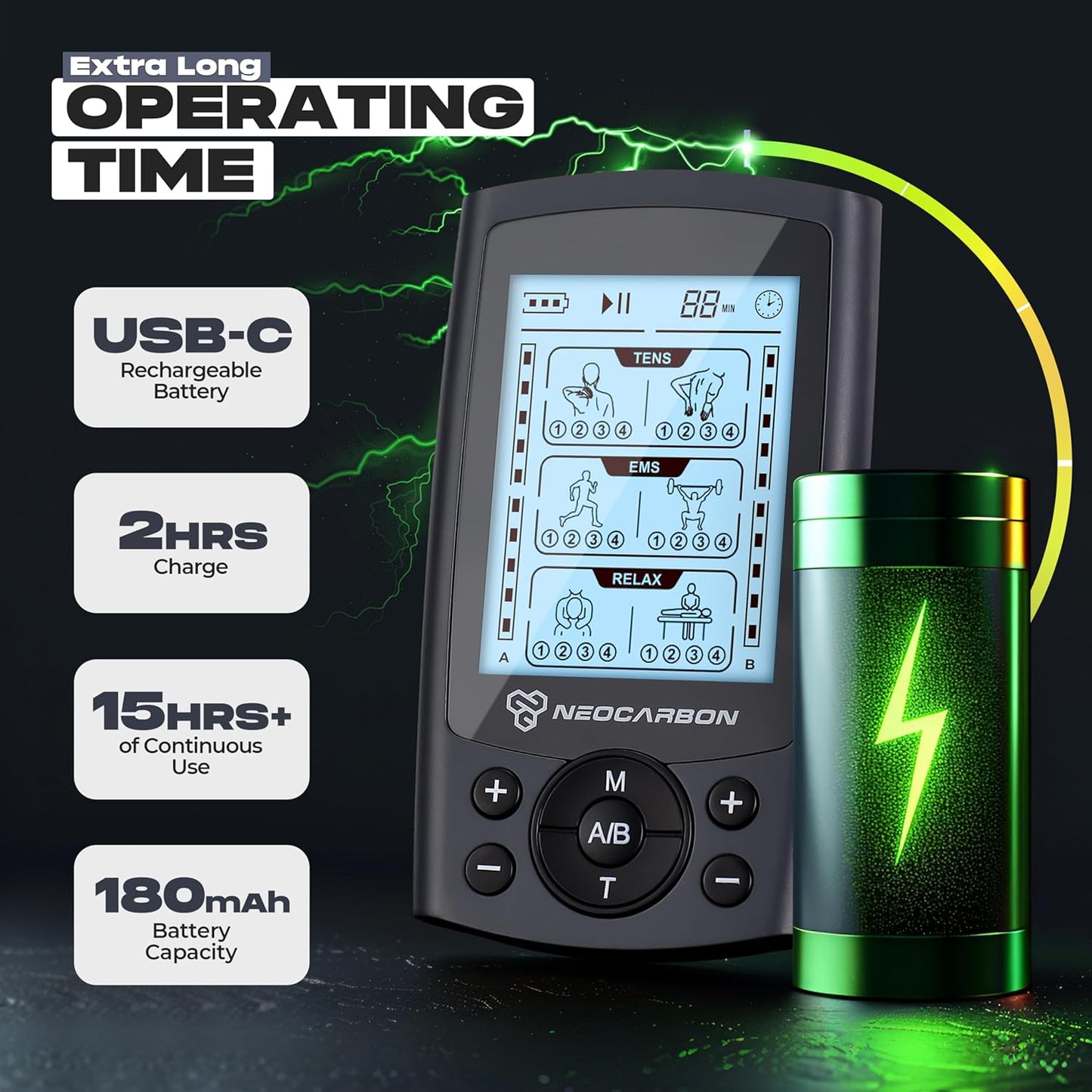 TENS Unit Muscle Stimulator, Electronic PMS Pulse Massager Machine for Shock Physical Therapy, Back Pain Relief, Shoulder Recovery, Gray