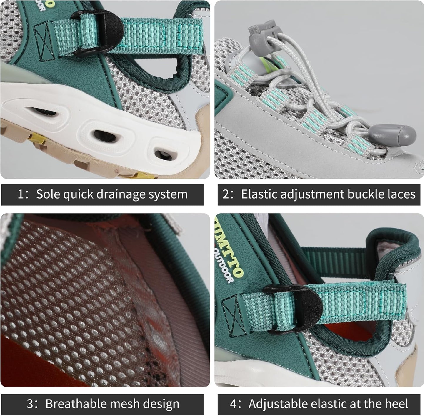 HUMTTO Women's Amphibious Water Shoes - Closed Toe Hiking Sandals Summer Outdoor Water Sandal Non-Slip River Shoes Quick Drying Aqua Shoe