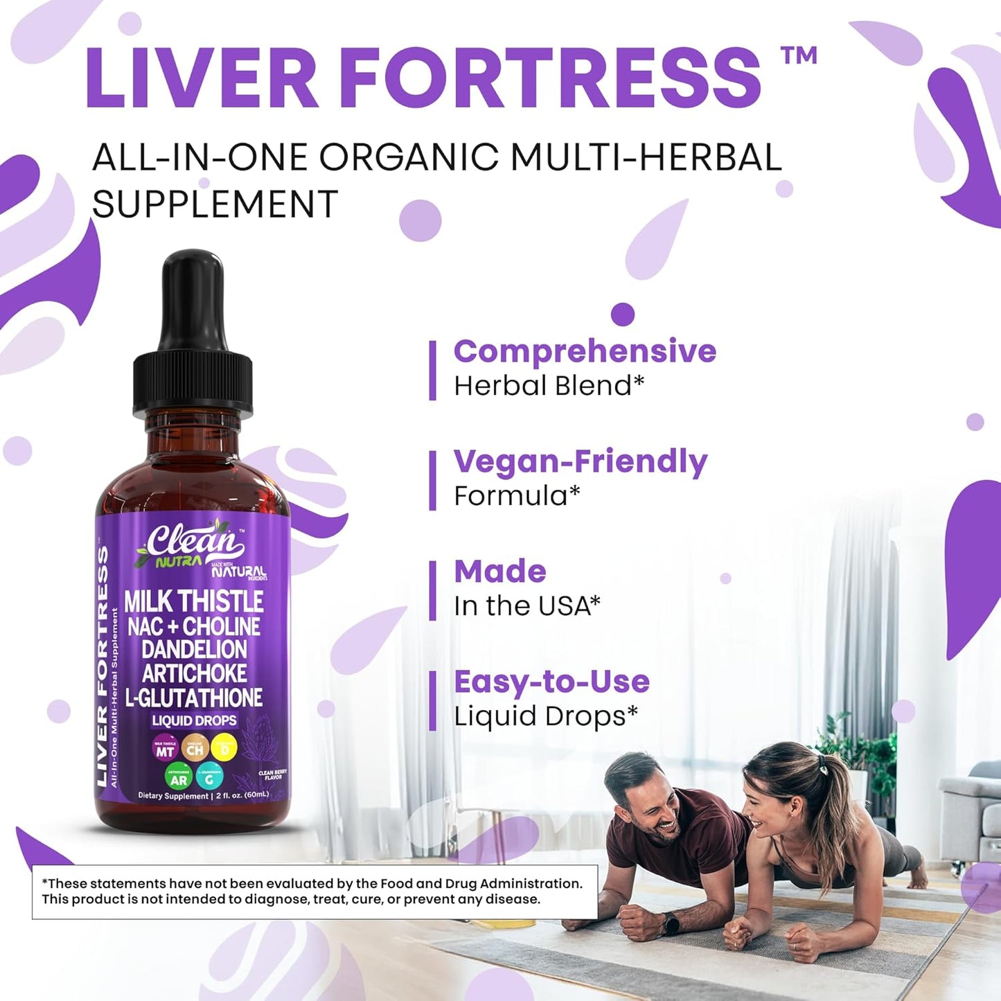 Clean Nutraceuticals Milk Thistle NAC Liver Cleanse Detox & Repair Supplement Liver Support Liquid Drops with Dandelion Extract, Artichoke, Chanca Piedra, Choline, L-Glutathione, Burdock, Schisandra