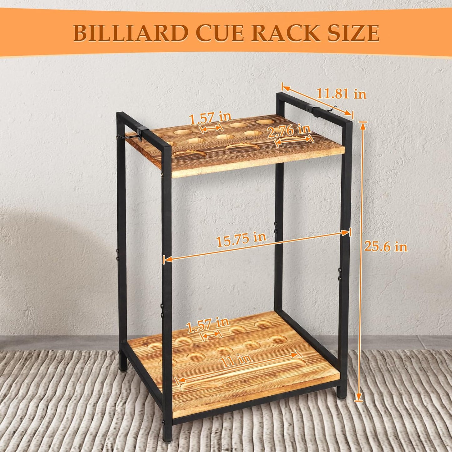 Pool Stick Holder - Freestanding Pool Cue Holder Floor Stand Wooden Cue Stick Holder 10-Hole Billiard Cue Racks for Game Room Billiard Room Decor Club Pool Table Accessories