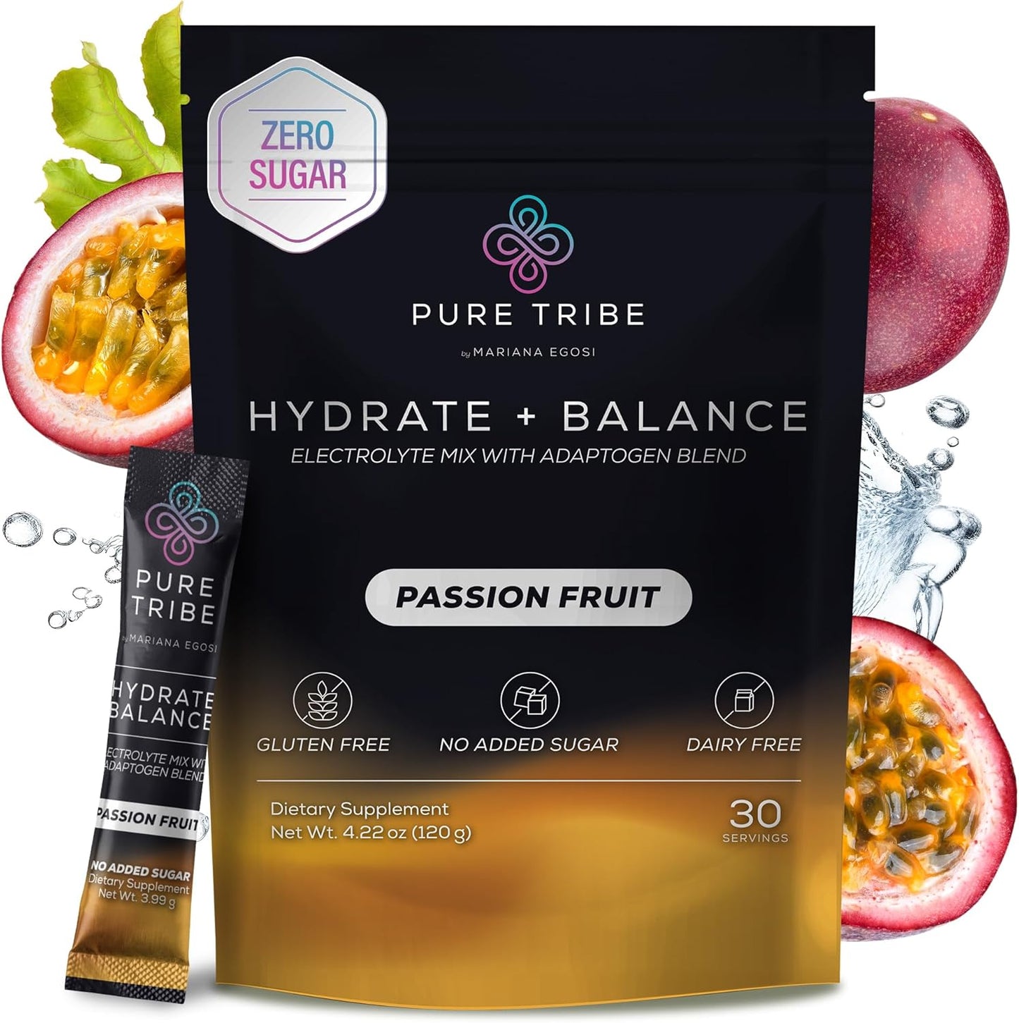 Electrolytes Powder Packets - Sugar Free Hydration Powder Drink Mix Loaded with 6 B Vitamins & Minerals - Energy Drink for Muscle and Mood Support - Passion Fruit Flavor - 30 Servings