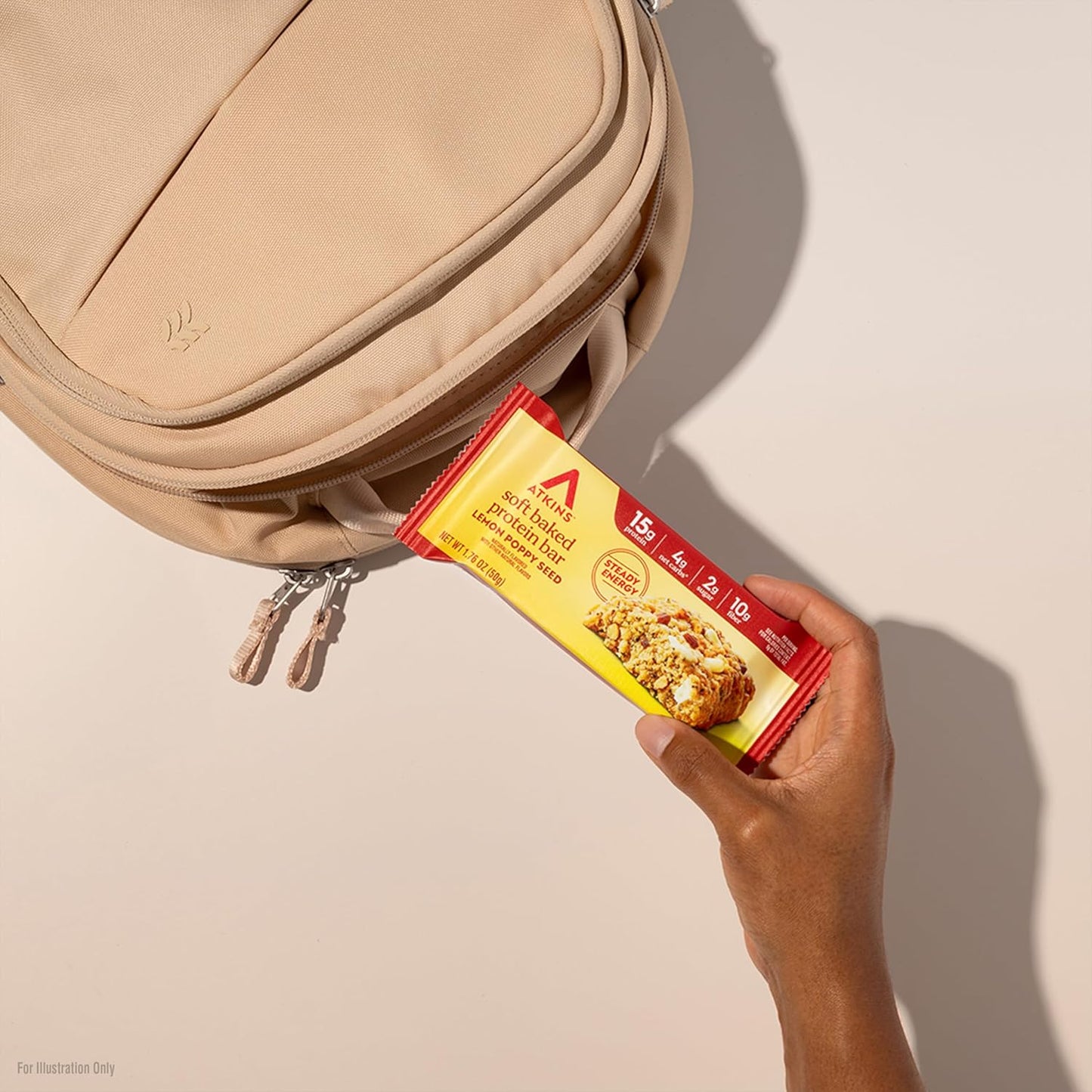 Atkins Soft Baked Protein Bars, Lemon Poppyseed, 15g Protein, 2g Sugar, Excellent Source of Fiber, Low Carb, 6 Packs (4 Bars Each)