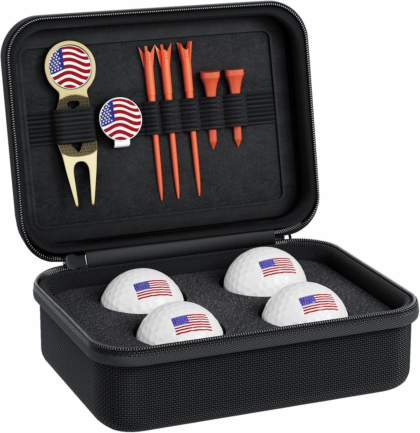 Golf Gifts for Men and Women, Golf Accessories Set with Hi-End Case, Golf Balls, Rangefinder, Golf Tees, Brush, Multifunctional Divot Knife, Scorer, Golf Ball Clamp