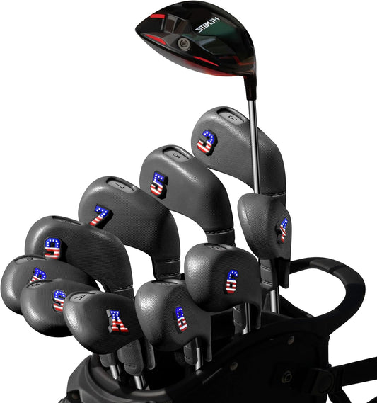 10pcs EVA Golf Club Covers – 7 Iron & 3 Wedge Covers with Numbers – Washable, Wear-Resistant Protection – Easy On & Off for Golf Irons & Wedges