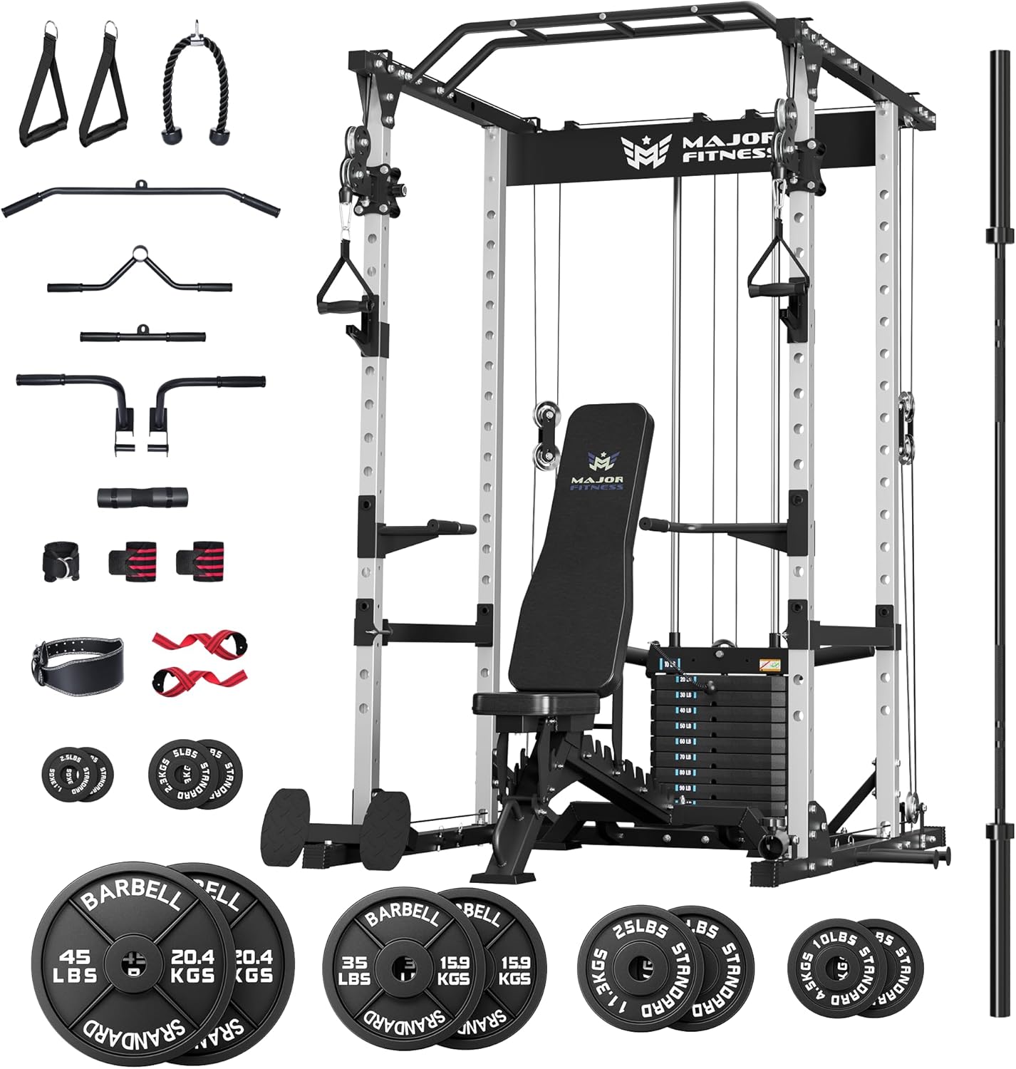 MAJOR FITNESS Drone1 Power Cage - Multi-Function Power Rack for Home Gym, Squat Rack, Cable Crossover System, for Strength Training, Heavy-Duty Steel Construction