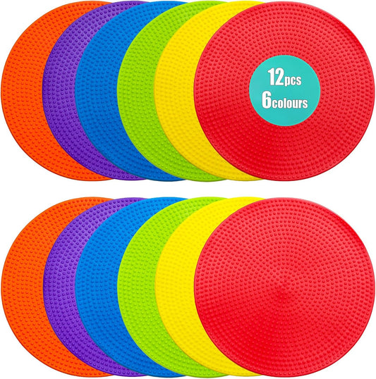 Spot Markers 4.72/9 Inch 12/24/36 Pcs Anti-Slip Agility Floor Markers,Colorful Flat Field Gym Classroom Floor Spots Set for Indoor Outdoor Soccer Basketball Sports Speed Training and Drills