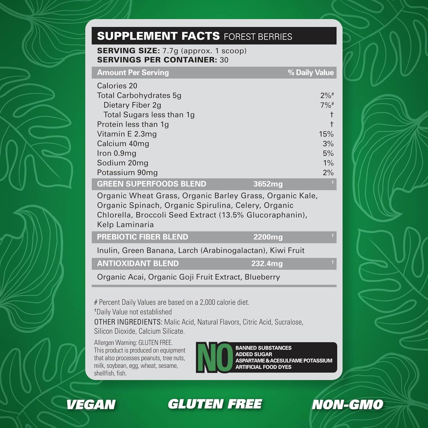 EHP Labs OxyGreens Super Greens Powder – Daily Greens & Superfood Supplement with Spirulina, Chlorella, Prebiotics, Digestive Enzymes, Antioxidants – 30 Servings (Forest Berries)