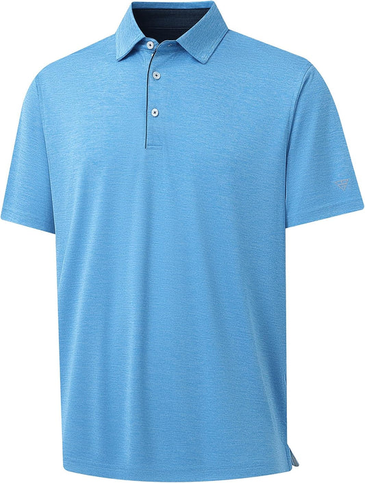 M MAELREG Golf Shirts for Men Short Sleeve Dry Fit Casual Striped Performance Moisture Wicking Collared Mens Polo Shirts