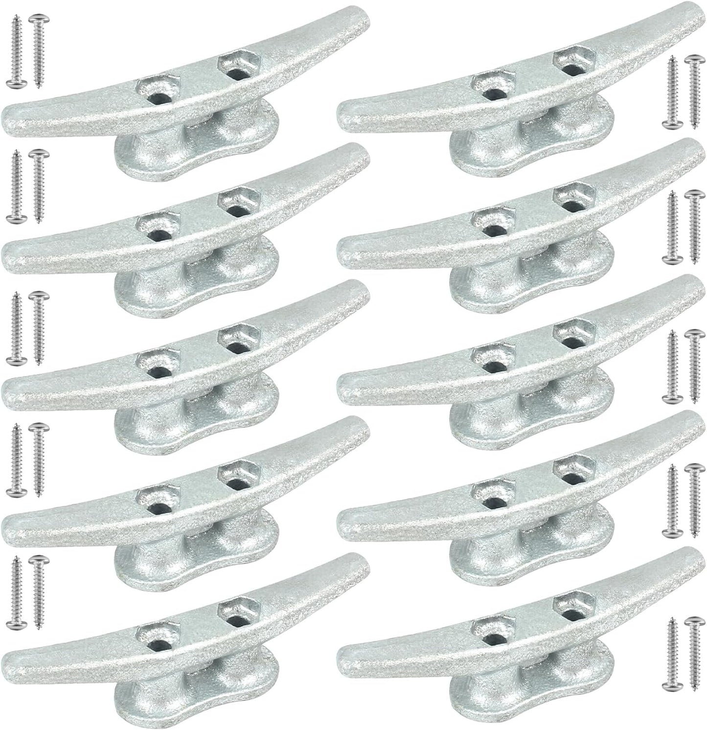 Boat Cleats 4Inch,Hot Dip Galvanized Cast Iron Dock Cleats,Electrophoretic Coated Black Dock Cleats,Rope Cleats Boat Dock Cleats for Marine Deck or Nautical Decor,Hardware Included (4/5/6/10/12Pack)