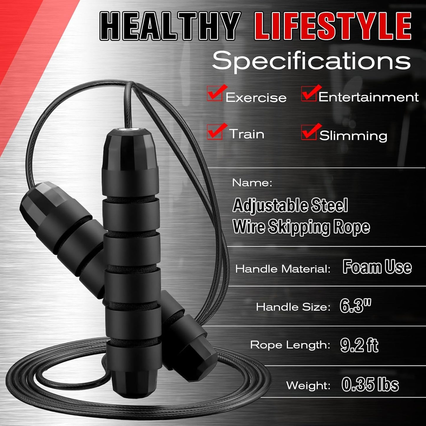 Junkin 12 Pieces Jump Ropes for Fitness with Ball Bearings Speed Jumping Adjustable Skipping Rope with Foam Handles Exercise Jump for Men Women Cardio Training