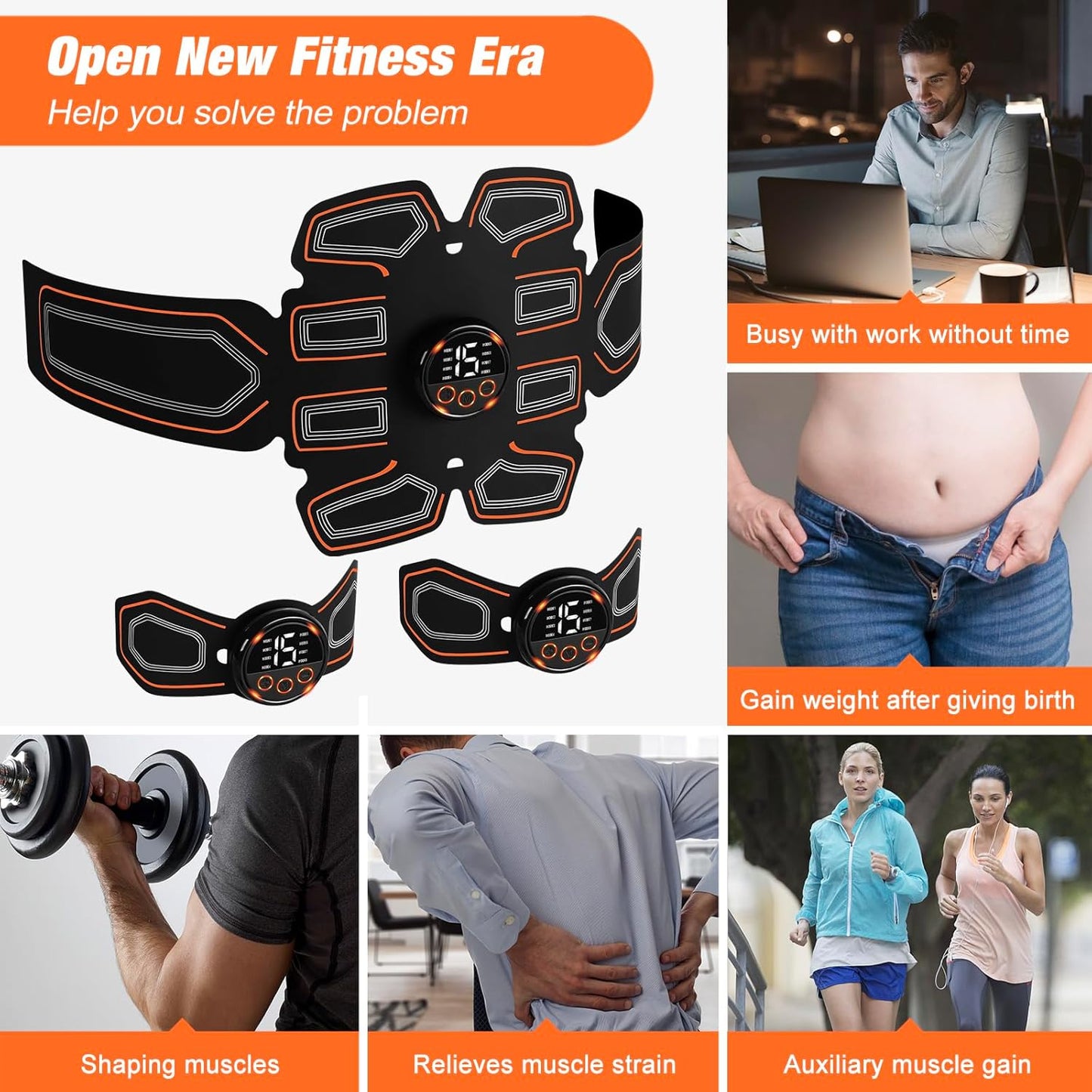 ABS Stimulator, Ab Toning Belt Trainer, Workout Equipment for Men & Women - BFB-11