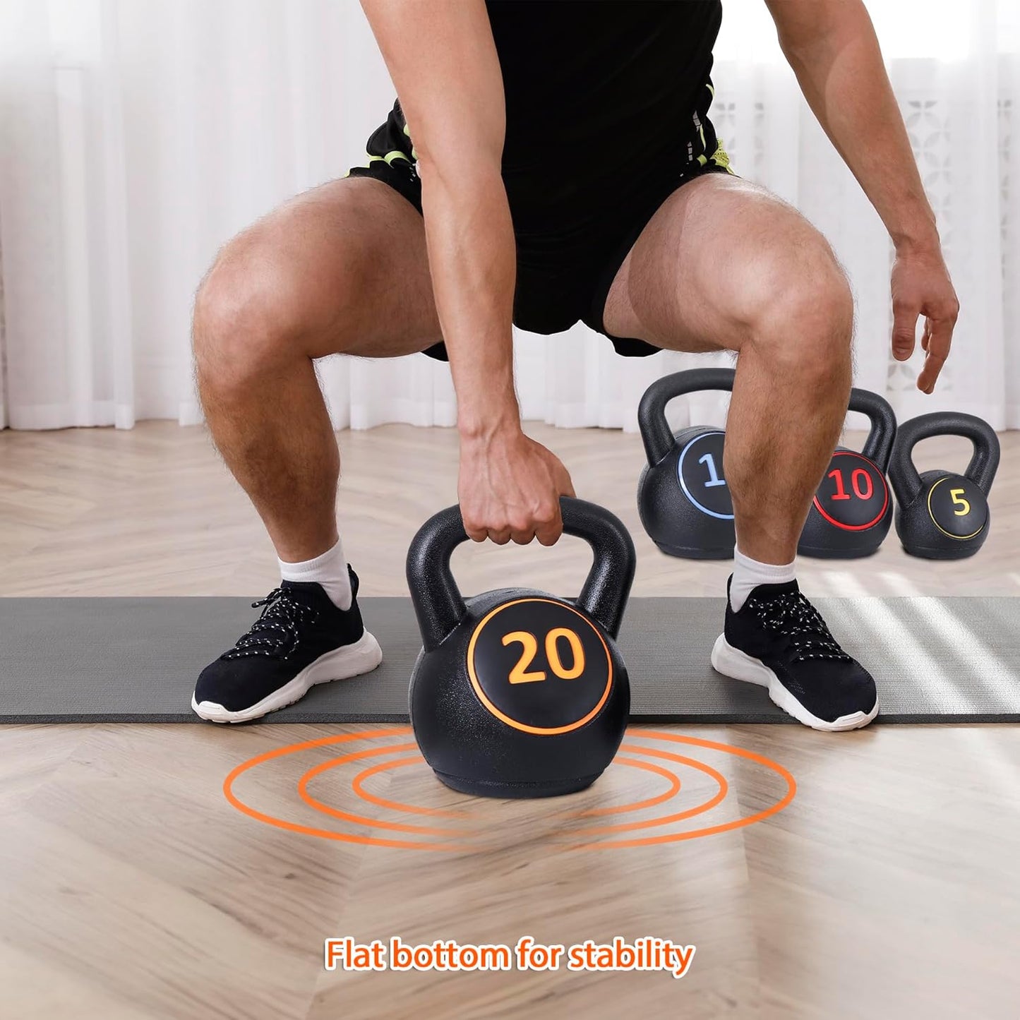 ZENY Kettlebell Sets, 4-Piece Kettlebells 5lb, 10lb, 15lb, 20 lb, Kettle Bell Weights for Dumbbel Weights Exercise, Strength Strainging Kettlebells, Home Gym, Full Body Workout Equipment