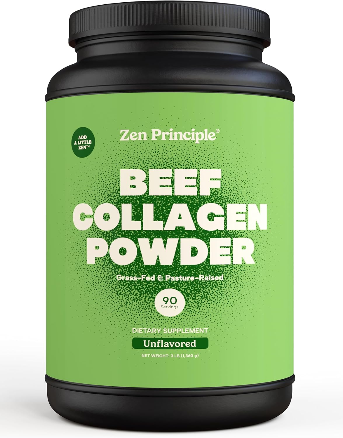 Zen Principle Grass-Fed Agglomerated Hydrolyzed Collagen Peptides 3 lb. Anti-Aging Protein Powder for Healthy Hair, Skin & Joints. Paleo and Keto Friendly, GMO and Gluten Free, Pasture-Raised Bovine.