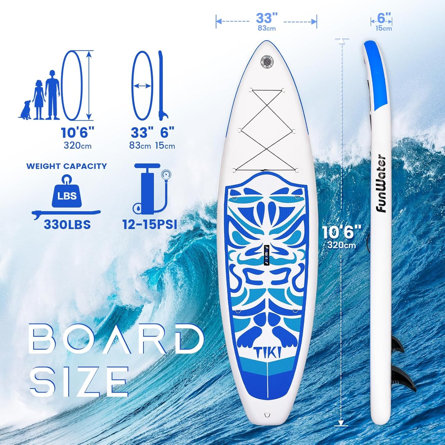 FunWater Inflatable Ultra-Light Stand Up Paddle Board for All Skill Levels with Premium SUP Paddleboard Accessories,Non-Slip Comfort Deck for Youth & Adults