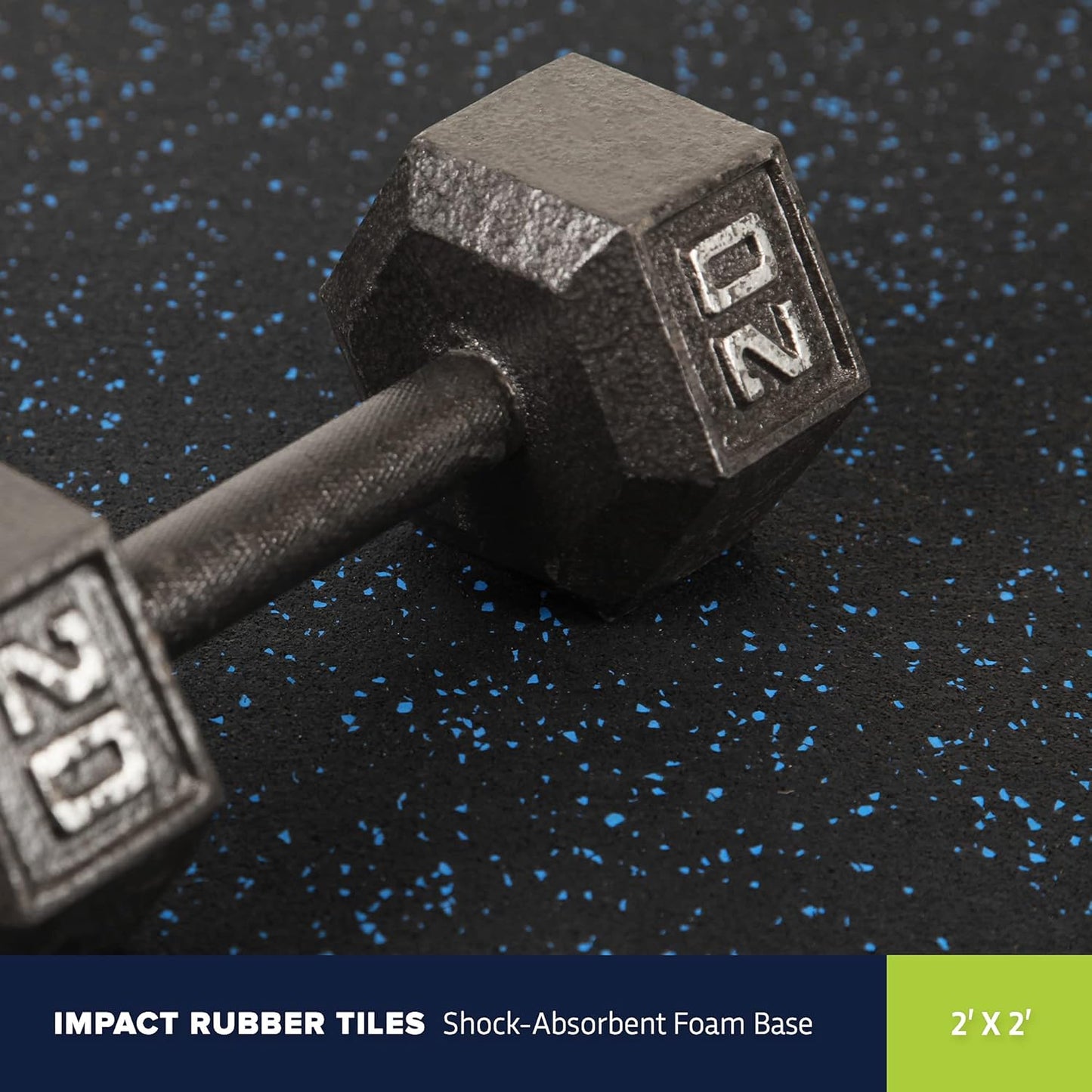 IncStores Impact Foam Rubber Floor Tiles, Interlocking Home Gym Floor Matts for Weight & Workout Equipment Room Padding, 2'x2' Tiles
