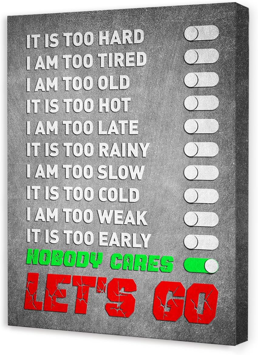 Gym Quotes Wall Art,Inspirational Workout Wall Decor,Let's Go Canvas Wall Art for Home Gym Exercise Fitness Room