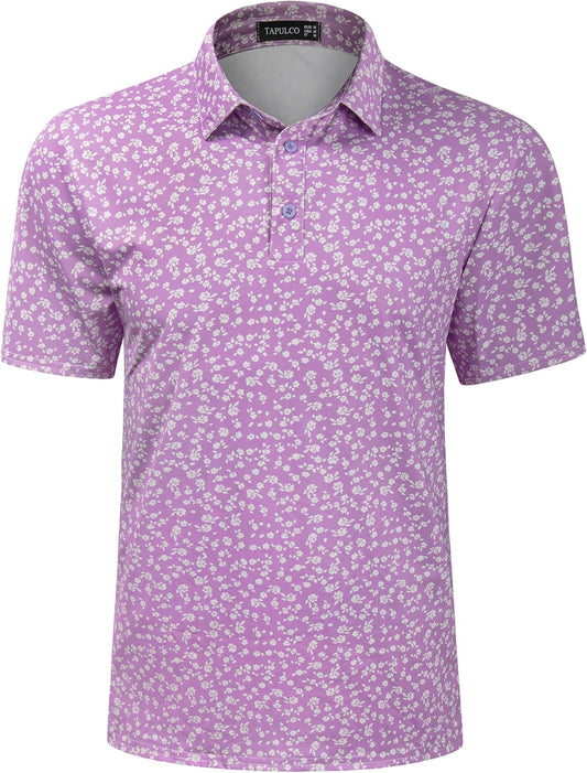 TAPULCO Mens Quick Dry Polo Shirts Camouflage Pattern Performance Athletic Lightweight Breathable Casual Golf Tshirts