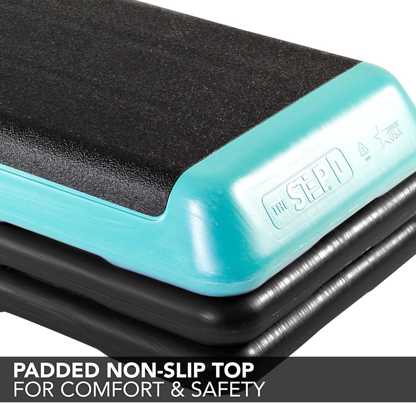 The Original STEP Exercise Step Platform, Health Club Size Stepper for Exercise at Home with 4 Stackable Risers for Height Adjustments