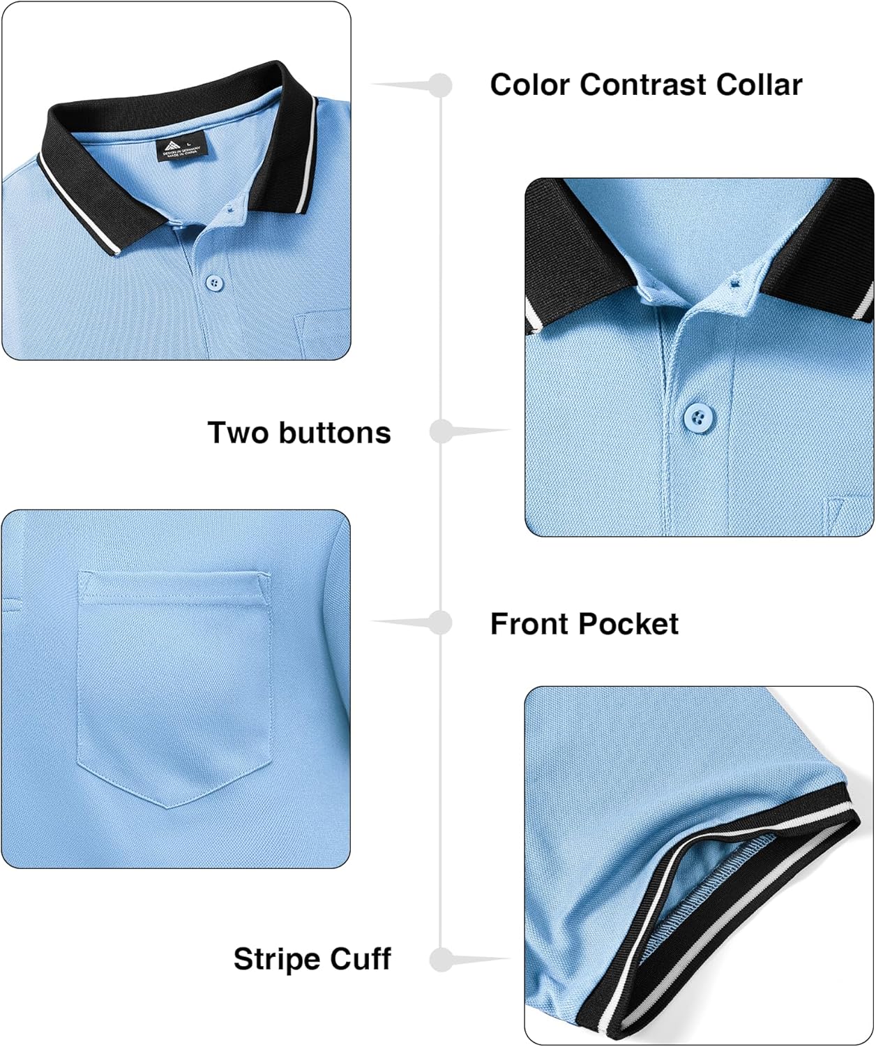 ZITY 3 Pack Men Polo Shirts Short Sleeve with Pocket Sport Wicking Shirts for Men Casual Athletic Collared T-Shirts