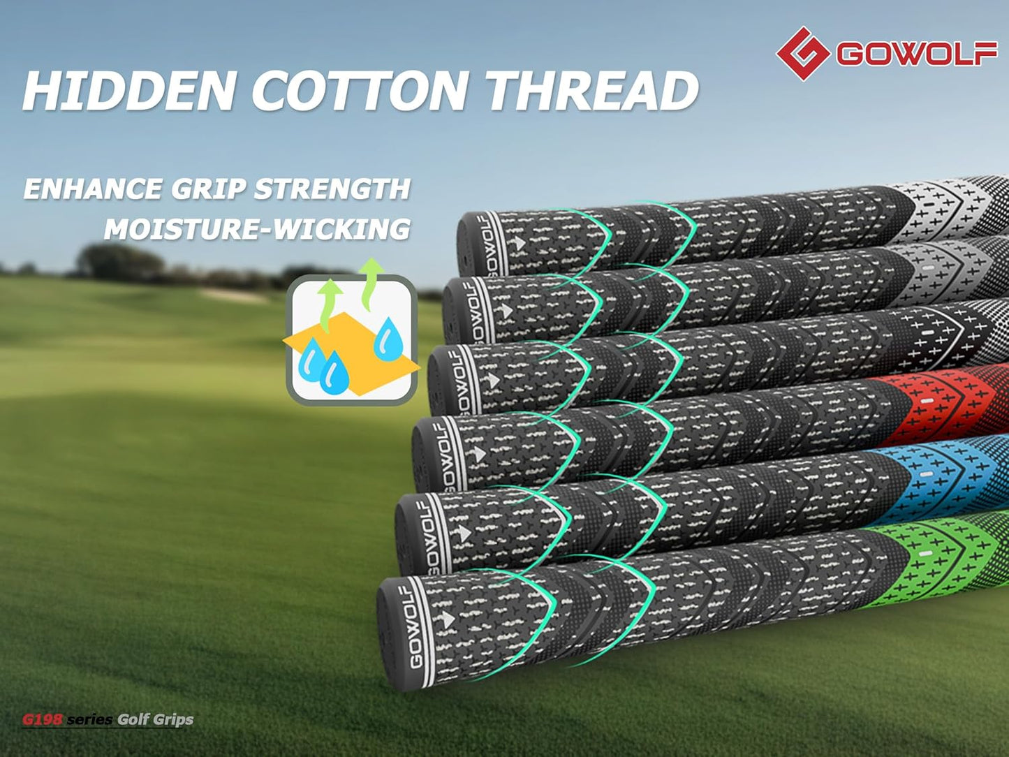 Gowolf Golf Grip Cord Rubber Multi-compound Golf Driver Irons Club Choose 13 Grips with 15pcs Tapes Or Full Kit choose one