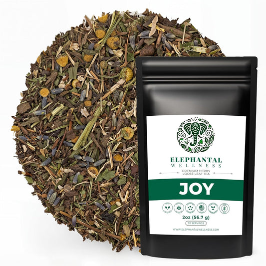 Elephantal Wellness Premium Joy Herbal Tea | Mood & Emotional Balance Support with St. John’s Wort, Kava, Ginkgo & Lavender | Handmade, Non-GMO, Caffeine-Free Loose Leaf Blend, 2oz, 20 Servings