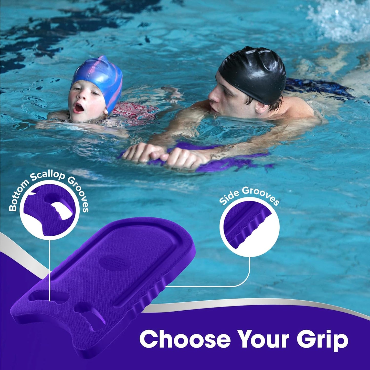 Kickboard Adult & Youth Swim Buoy Aid Leg Kick Exercise Training Float for Swimming Pool or Open Water Foam Equipment | High Buoyancy | Non-Slip | EVA Material & BPA Free