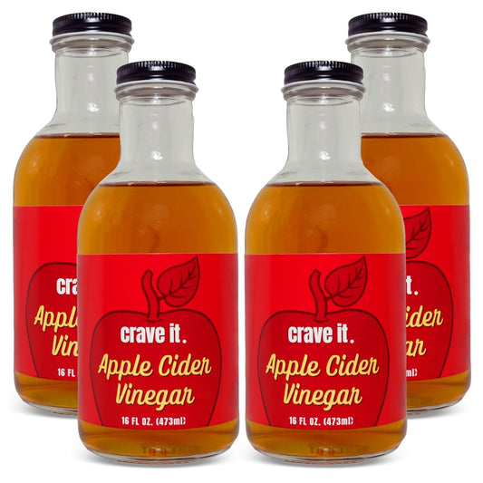 Crave It. Apple Cider Vinegar with Mother - Gut Health & Digestion - Made with Utah Honey - 16oz - 4pk