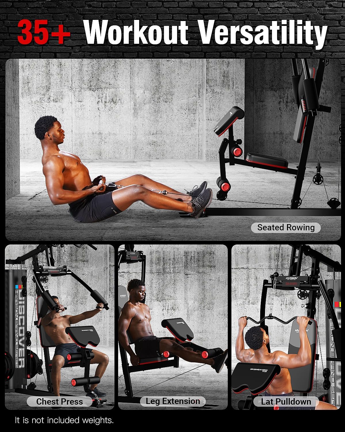 HARISON Home Gym - Full Body Workout Equipment, Exercise Equipment, Fitness Equipment, Multifunctional Home Gym Equipment for Home with Pulley System, Weight Bench, Rowing Machine