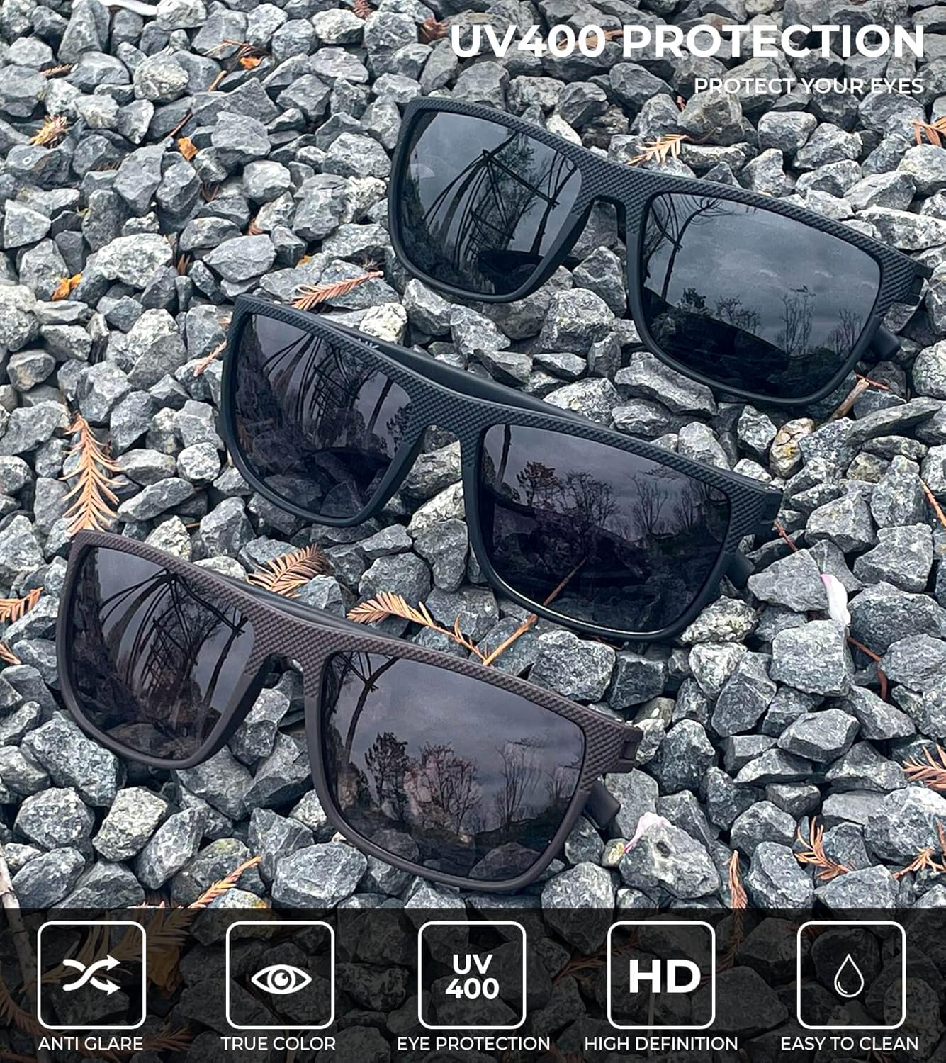 KALIYADI Polarized Sunglasses for Men, Lightweight Sun Glasses with UV Protection for Driving Fishing Golf