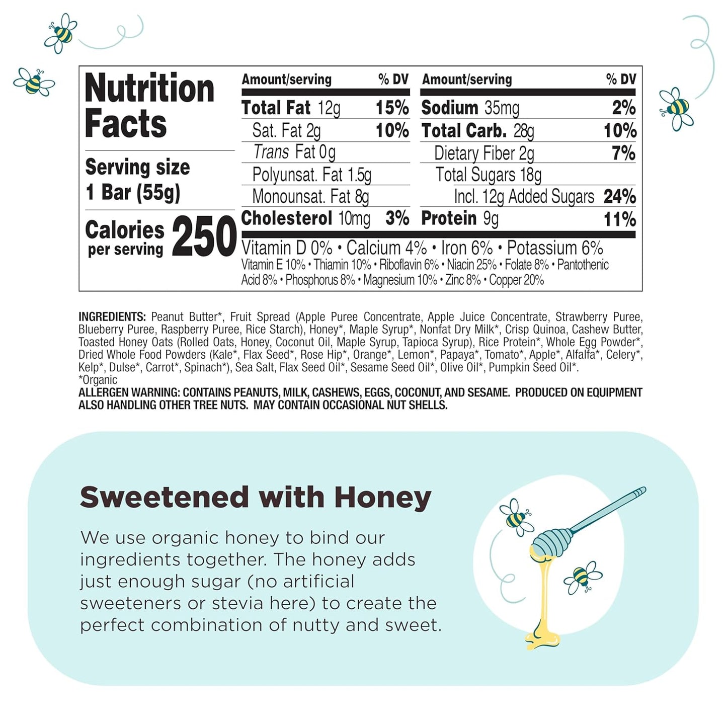 Perfect Bar Fruit Crisp, Mixed Berry Nut Butter Protein Bar, Protein Snack, Gluten Free, Soy Free, Non GMO, No Sugar Alcohols, 1.9 Ounce Bar, 10 Count