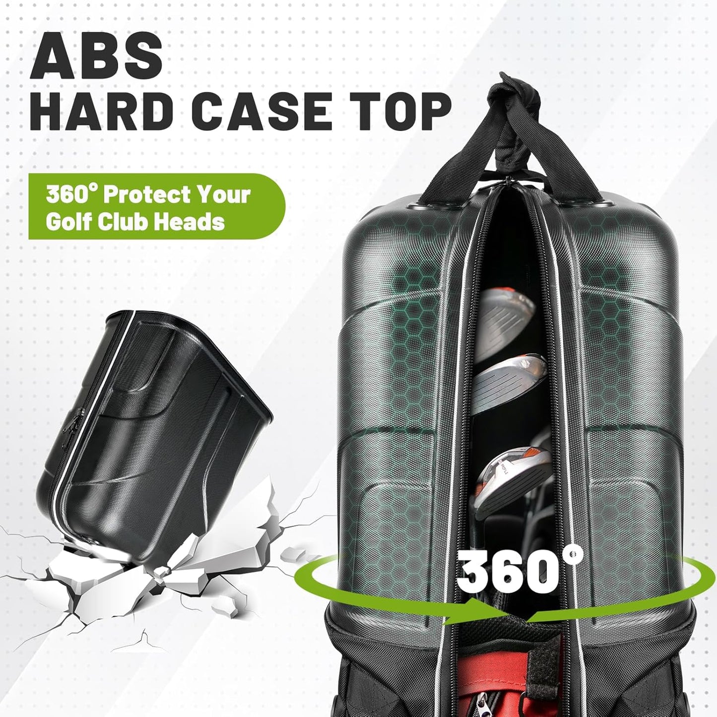 Hard Case Golf Travel Bags for Airlines with Oversize Tank Wheels, 2100D Oxford Fabric Soft Golf Club Carry Bags, Hard Cse Top Protect Club Travel Cover, Foldable for Easy to Maneuver