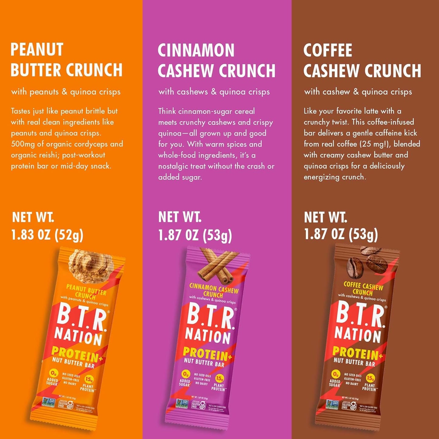 B.T.R. Nation Vegan Keto Plant Based Protein & Fiber Bars - High Protein (Sampler Pack) | (9 Pack) | Low Carb & GF, Free of Sugar Alcohols, Dairy, Soy and Boosted with Powerful Superfoods!