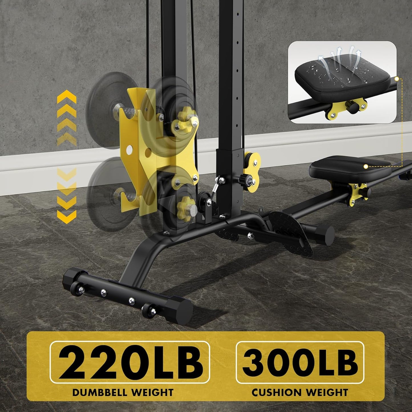 Multi-Functional Cable Station LAT Pull Down Machine Low Row Cable & Rowing Machine Workout Combo for Home Gym