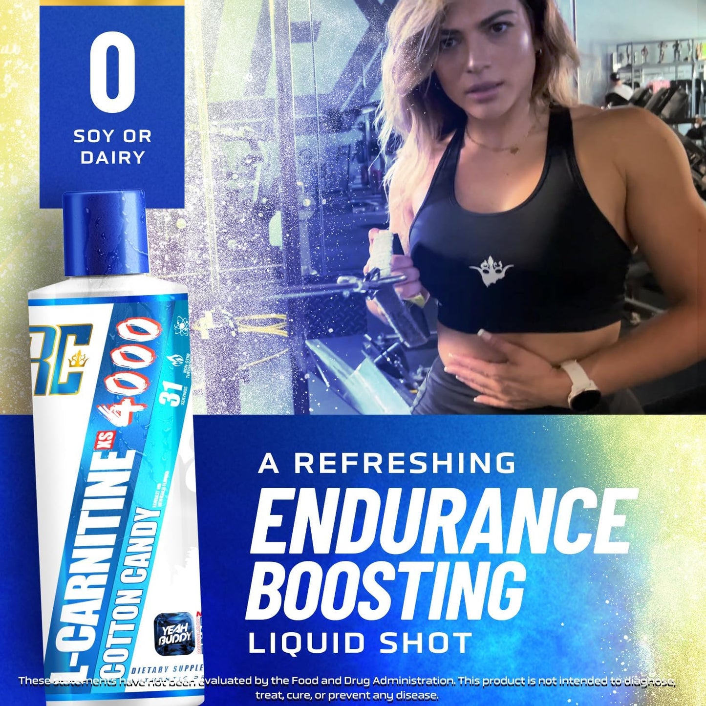 Ronnie Coleman Signature Series L Carnitine XS 4000 Liquid, Stimulant Free, Sugar Free, Zero Carbs, Lean Muscle Strength Support for Men & Women, 16 Oz (16 oz, Cotton Candy (4000))