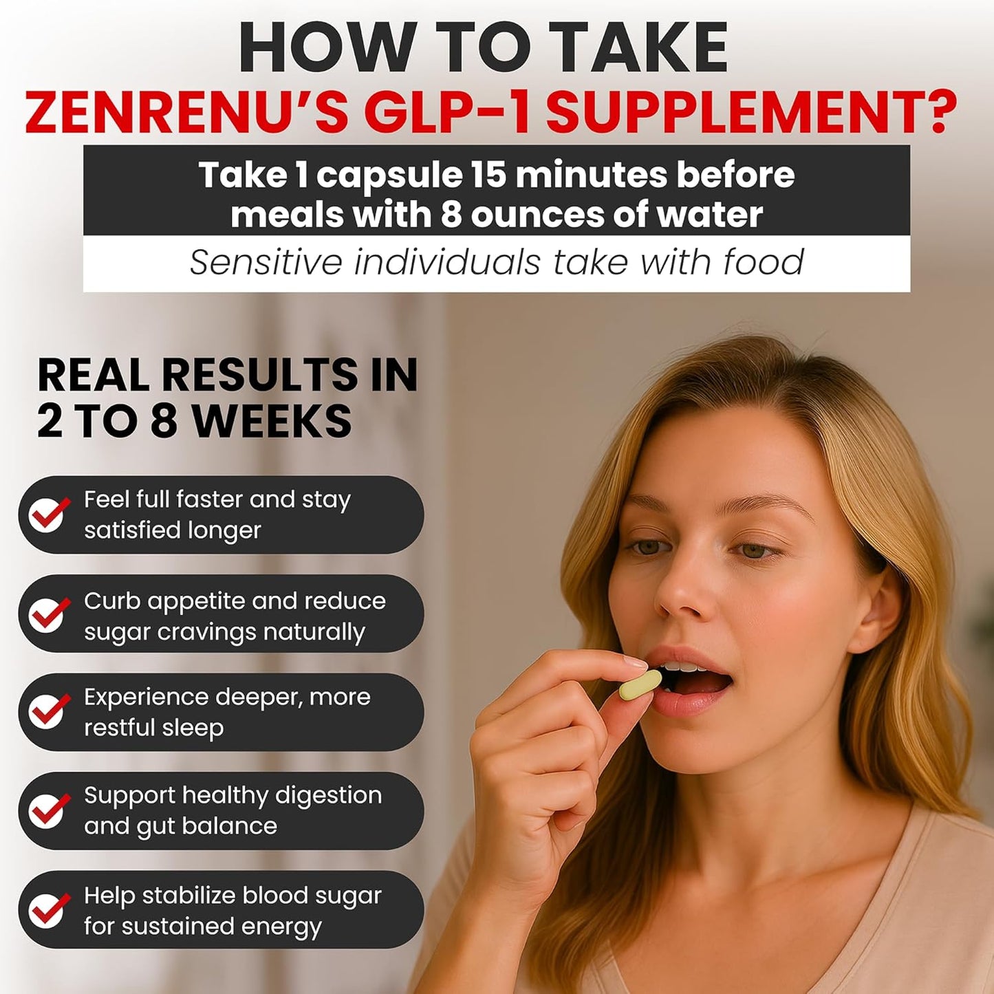 Zenrenu GLP-1 Supplement for Women-Natural Appetite,Craving & Loss Support – Akkermansia Probiotic, Super Berberine & Cinnamon,11-in-1 Gut & Metabolism Support - GLP1 Activate -60 Vegan Caps