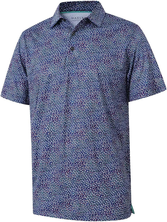 Men's Golf Polo Shirts Short Sleeve Striped Performance Moisture Wicking Dry Fit Golf Shirts for Men