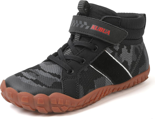 KUBUA Kids High Top Barefoot Shoes Boys Girls Minimalist Sneakers Lightweight Comfort Zero Drop Shoes Toddler Little Big Kid