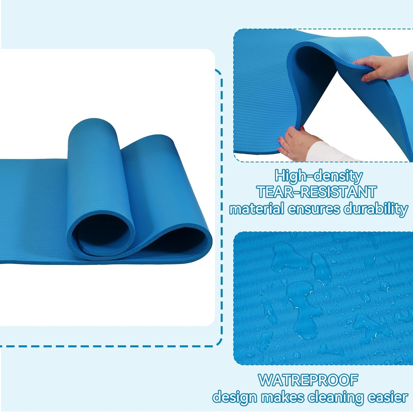 Yoga Mat, 1/2-Inch Extra Thick High Density Exercise Mat, Anti-Tear Exercise Yoga Mat with Carrying Strap, Suitable for Various Yoga Exercises