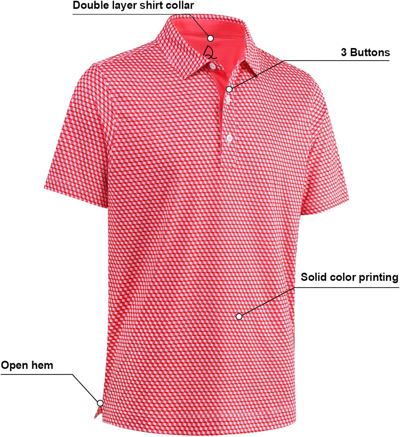DEOLAX Mens Polo Shirts Fashion Print Mens Golf Shirt Dry Fit Mens Golf Polo Short Sleeve Quick Dry Funny Golf Shirt for Men