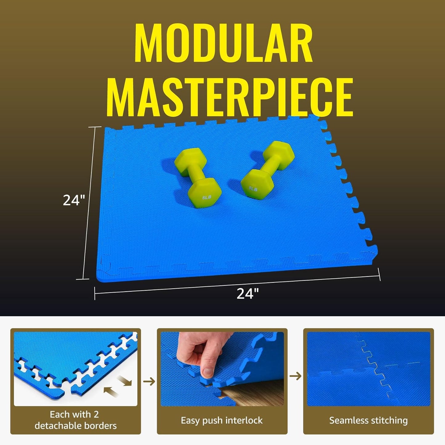 Hulkfit Puzzle Exercise Mat with EVA Foam Mat Interlocking Floor Tiles for Home Gym Mats Flooring for Garage Floor Padding for Kids Exercise Equipment Mats