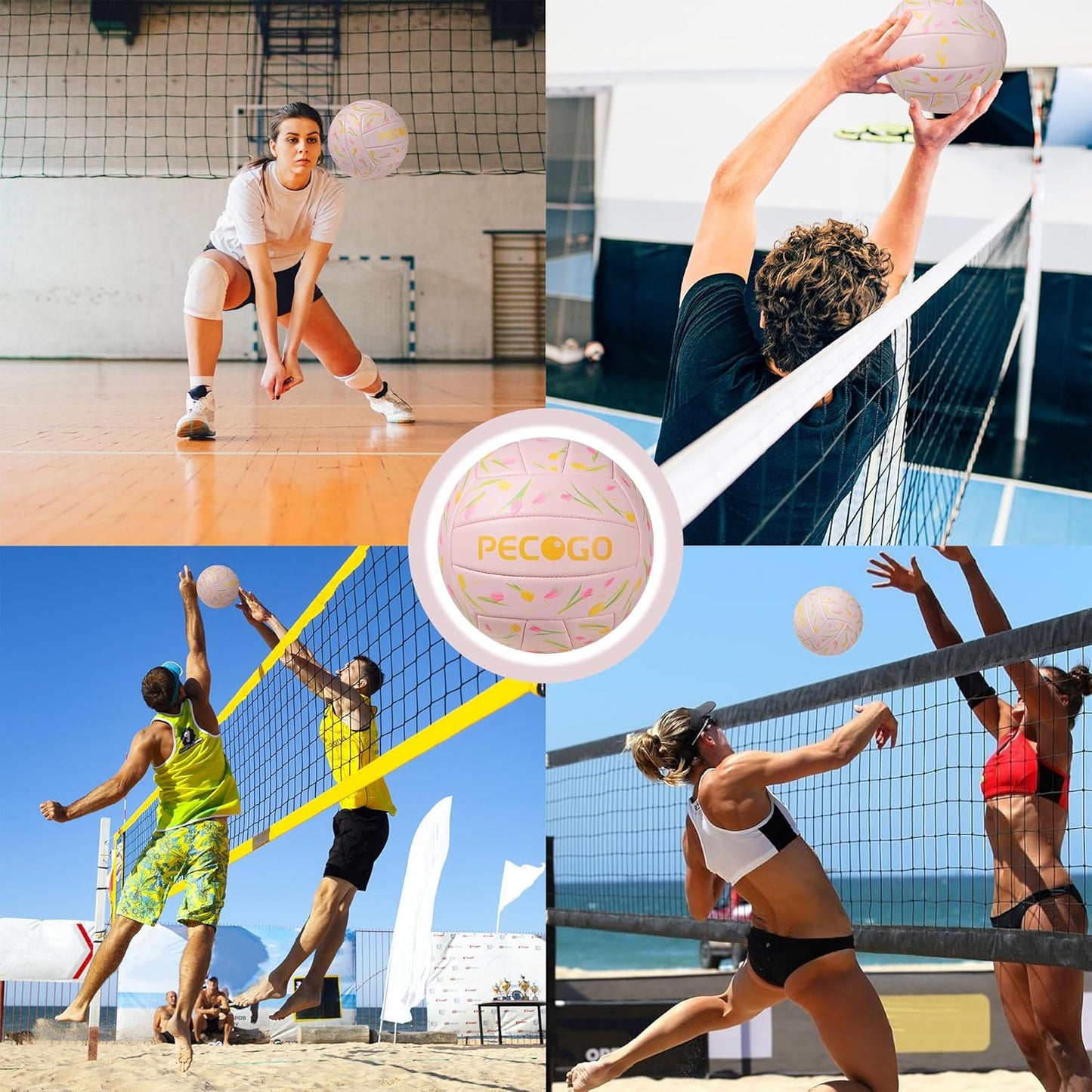 Volleyball Size 5 PU Leather Soft Indoor Outdoor Volleyballs Sports Training Game Play Ball for Beginner, Teenager, Adult, 8.2