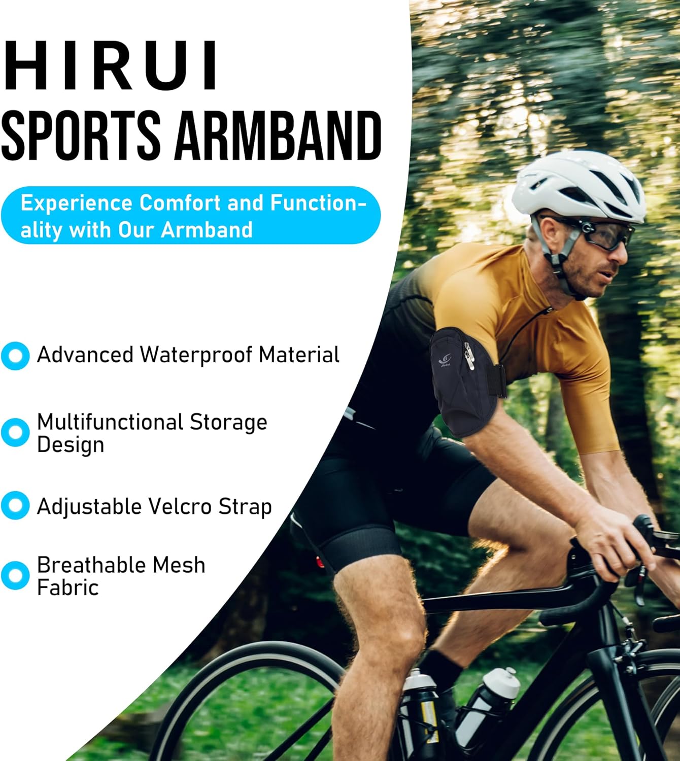 HiRui Universal Comfort Armband Phone Holder Running Armband Adjustable Wristband Phone Holder for Exercise Workout Compatible with iPhone 16/15/14/13/Plus/Pro Samsung Galaxy All Phones (Black)