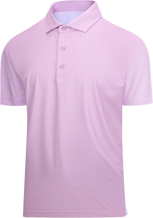 SAMERM Mens Golf Shirts Short Sleeve Dry Fit Performance Moisture Wicking Print Sport Polo Shirts for Men Casual
