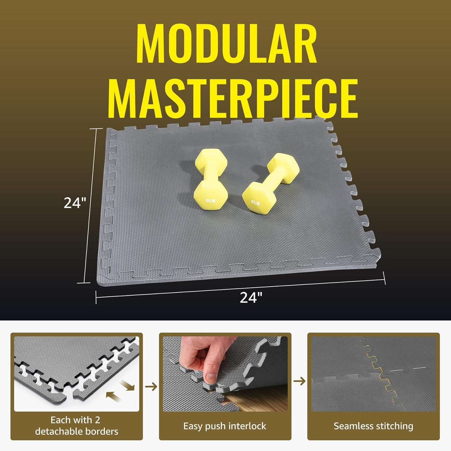 Hulkfit Puzzle Exercise Mat with EVA Foam Mat Interlocking Floor Tiles for Home Gym Mats Flooring for Garage Floor Padding for Kids Exercise Equipment Mats