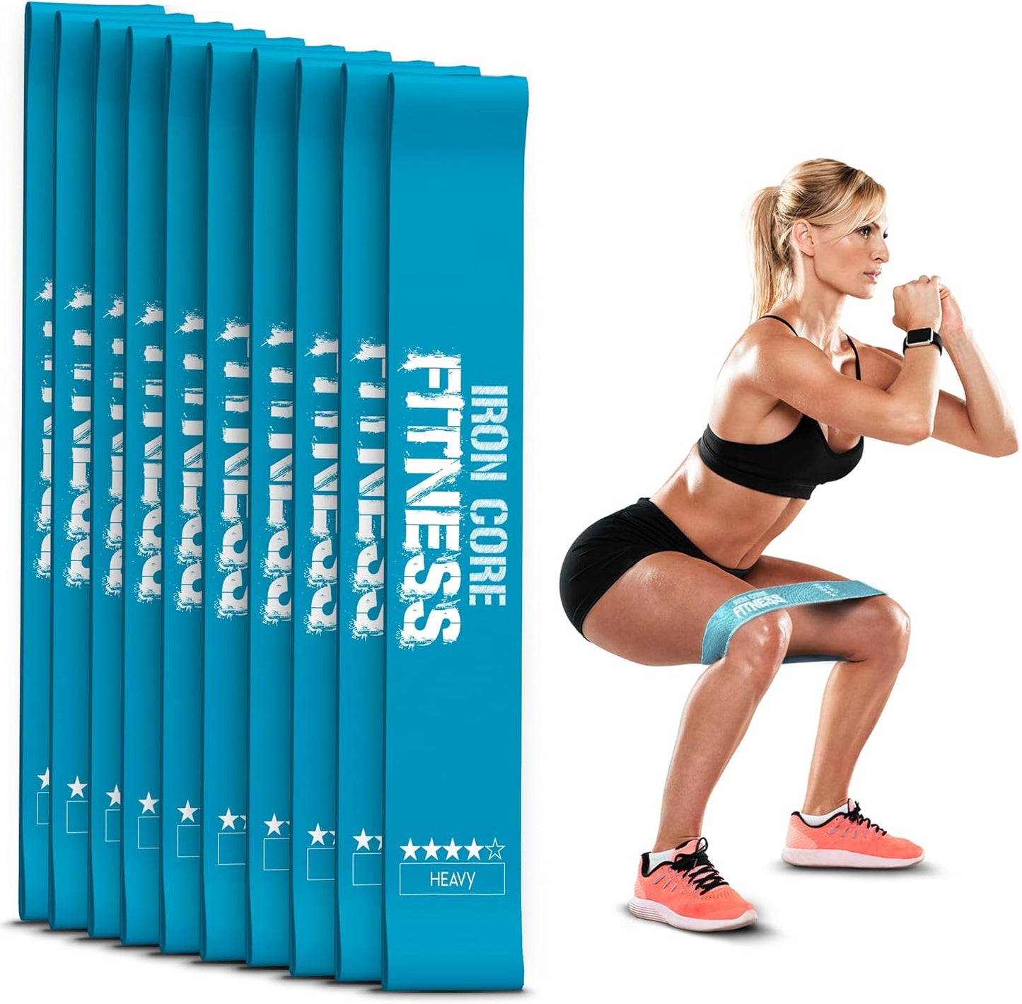 Latex Mini Resistance Bands Sets for Trainers, Bootcamp, Gym for Men and Women in Fun Colors - Ebook, Videos and Workout Chart Included by Iron Core Fitness