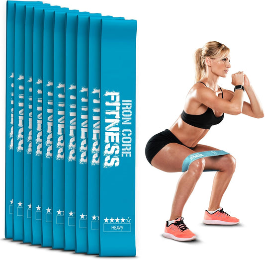 Latex Mini Resistance Bands Sets for Trainers, Bootcamp, Gym for Men and Women in Fun Colors - Ebook, Videos and Workout Chart Included by Iron Core Fitness